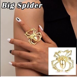 “Bad Binch” Gold spider ring huge 14k stamped sz fits sizes 6-7.5 adjustable